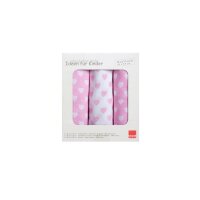 Mulltuch 3er Pack Herzchen rosa