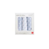 Mulltuch 3er Pack Herzchen hellblau