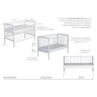 Beistellbett Micky Plus weiß 60x120 cm