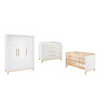 3-tlg Kinderzimmer Miami White mit Schrank 3 Türen