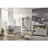 3-tlg Kinderzimmer Eco Silber mit Schrank 2 Türen...