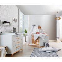 2-tlg Sparset Miami White bestehend aus Bett, Umbauseiten, Wickelkommode
