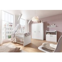 3-tlg Kinderzimmer Classic White mit Schrank 3 Türen