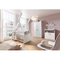 3-tlg Kinderzimmer Classic White mit Schrank 2 Türen