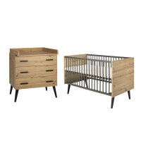 2-tlg Sparset Morris Oak bestehend aus Bett, Umbauseiten,...