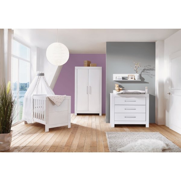 3-tlg Kinderzimmer Nordic White mit Schrank 2 Türen