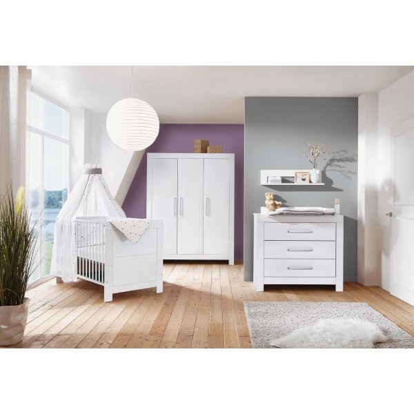 3-tlg Kinderzimmer Nordic White mit Schrank 3 Türen