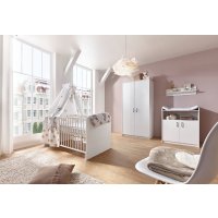 3-tlg Kinderzimmer Classic White mit Schrank 2 Türen