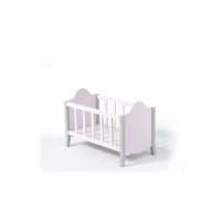 Puppenbett Buche Massiv / Multiplex rosa- und silberfarbig lackiert