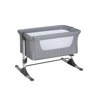 Wiege / Beistellbett Joy Leinenstruktur hellgrau