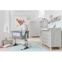 Wiege / Beistellbett Joy Leinenstruktur hellgrau