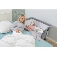 Wiege / Beistellbett Joy Leinenstruktur hellgrau