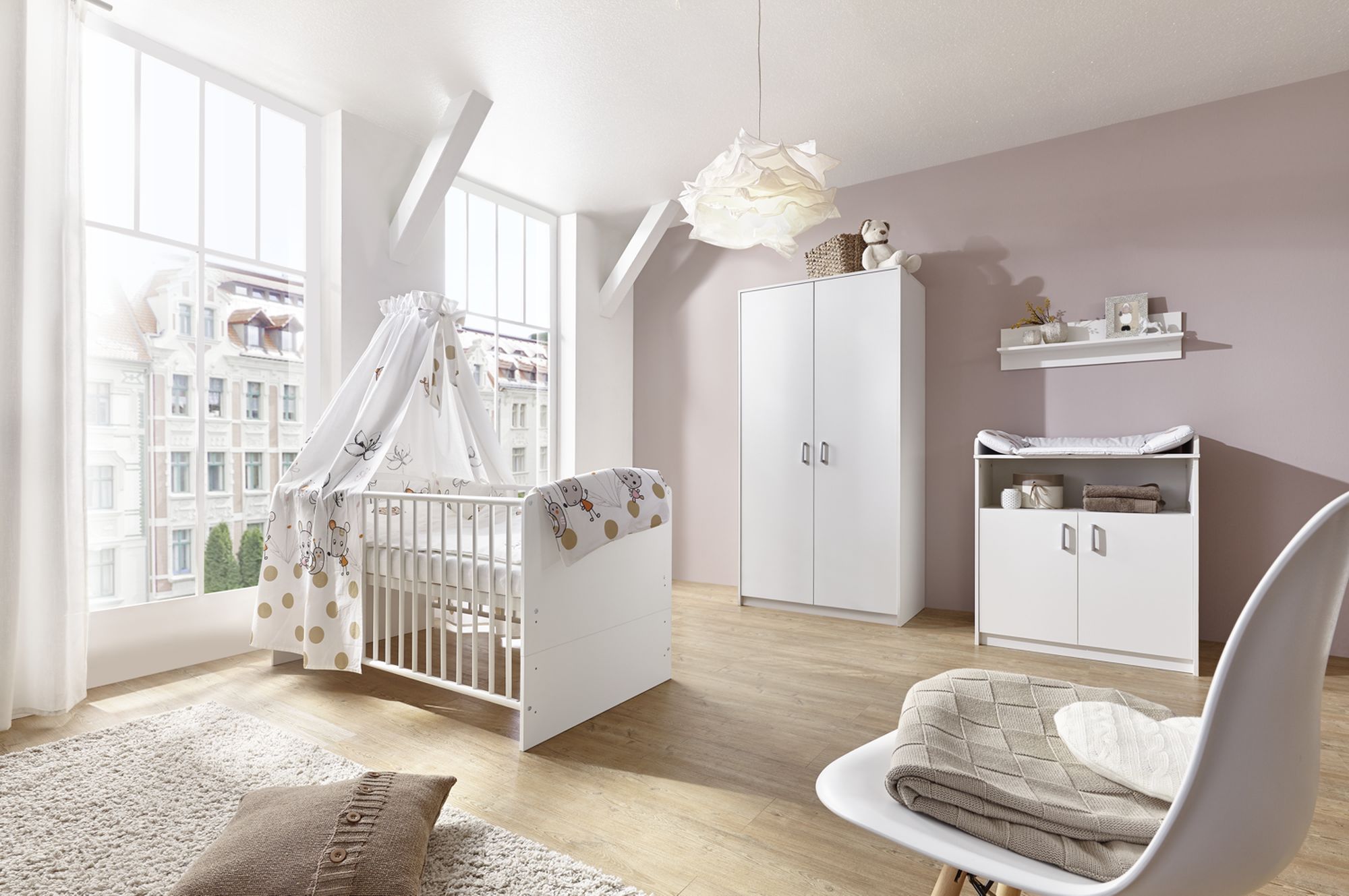 elegant white baby room